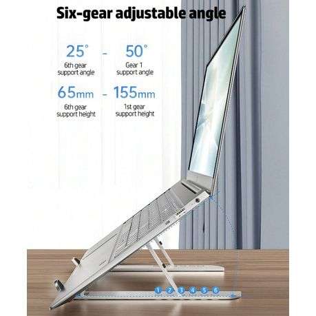HP - Foldable Metal Laptop Stand With Multi-Gear Adjustment - Silver