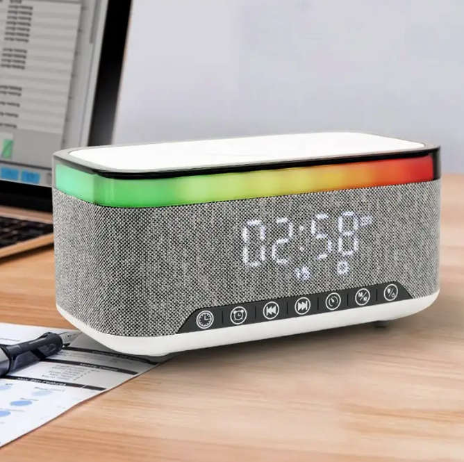 Multifunction Bluetooth Speaker Alarm Clock Wireless Charger
