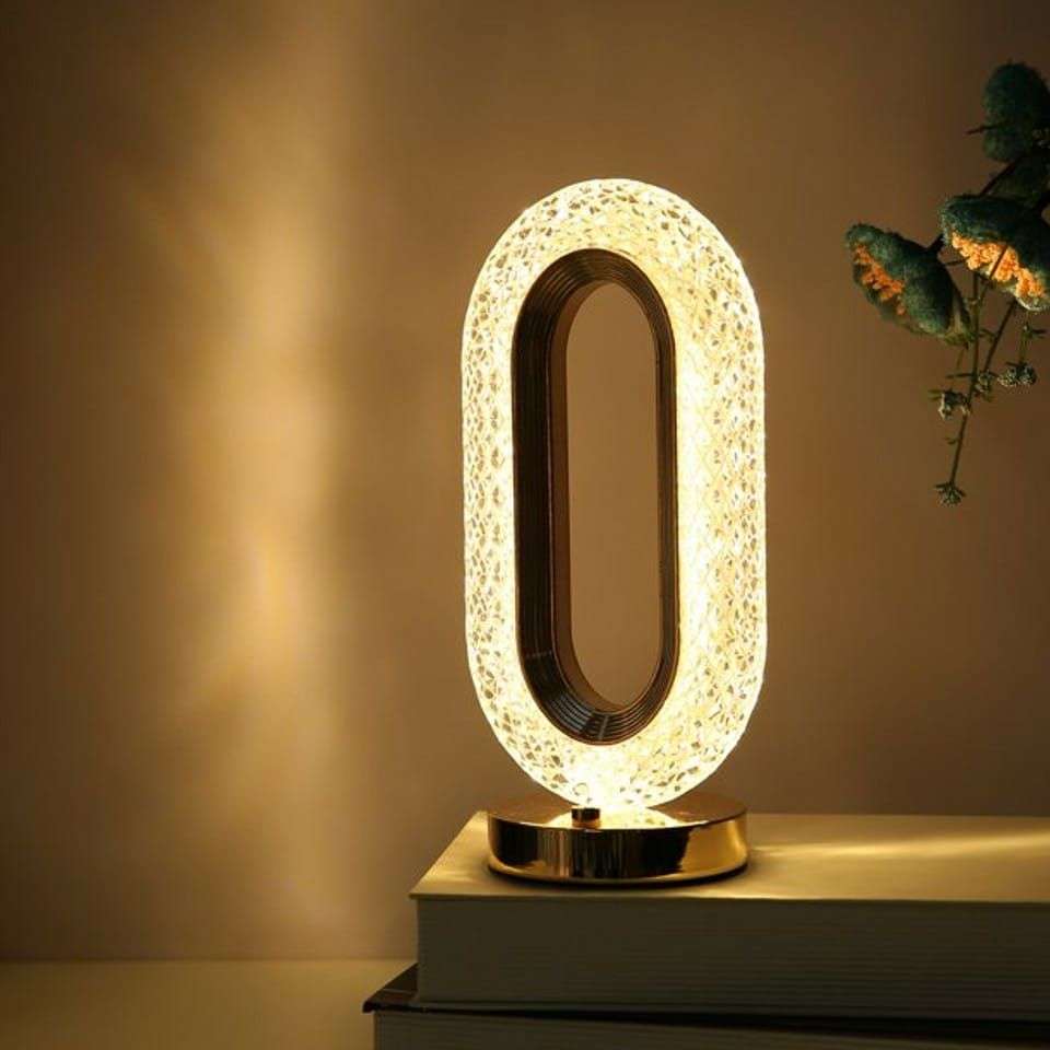 Warm/Cool White Decorative Crystal Oval Table Lamp