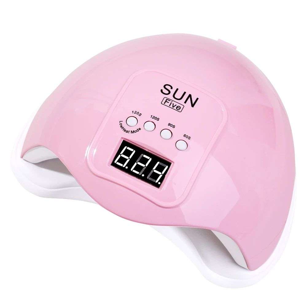 48W SUN Five Nail Curing Drying Lamp with Infrared Sensing Auto on Function - Pink