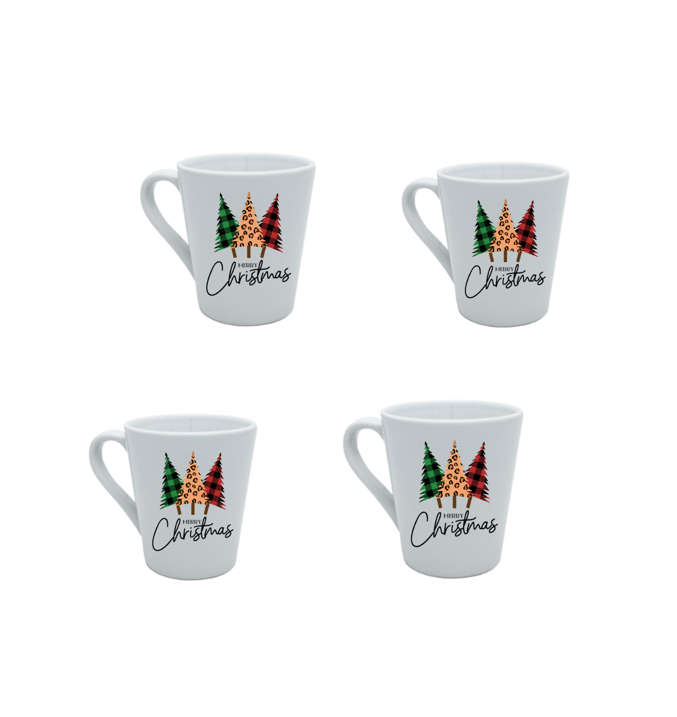 Merry Christmas Conical Coffee Mug - Pack of 4