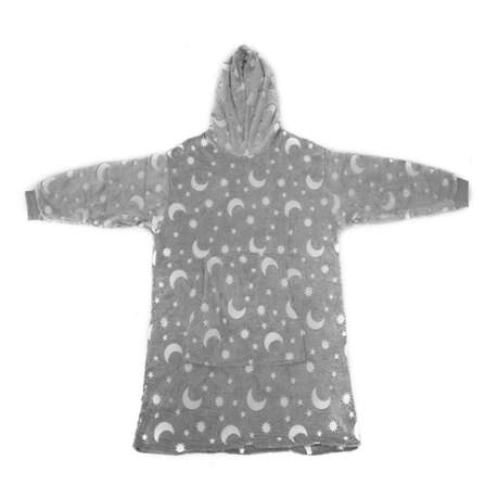 Kids Age 6 to 12 year old Glow in the Dark Hoodie / Blanket Jacket - Grey
