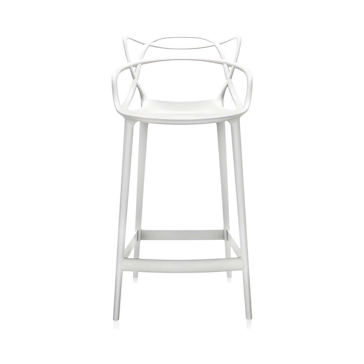 High Leg Kitchen Bar Stool with Footstool and Armrest - Set Of 6-Black