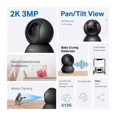 Tp-Link - Tapo C211 Pan/Tilt Home 2K 360 Security Wi-Fi Camera voice control - Tp-Link - Tapo C21...