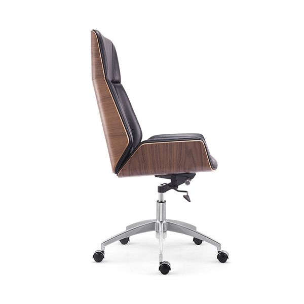 Office Chairs - Executive Brown Wooden Base Microfiber Leather Top - Black Colour