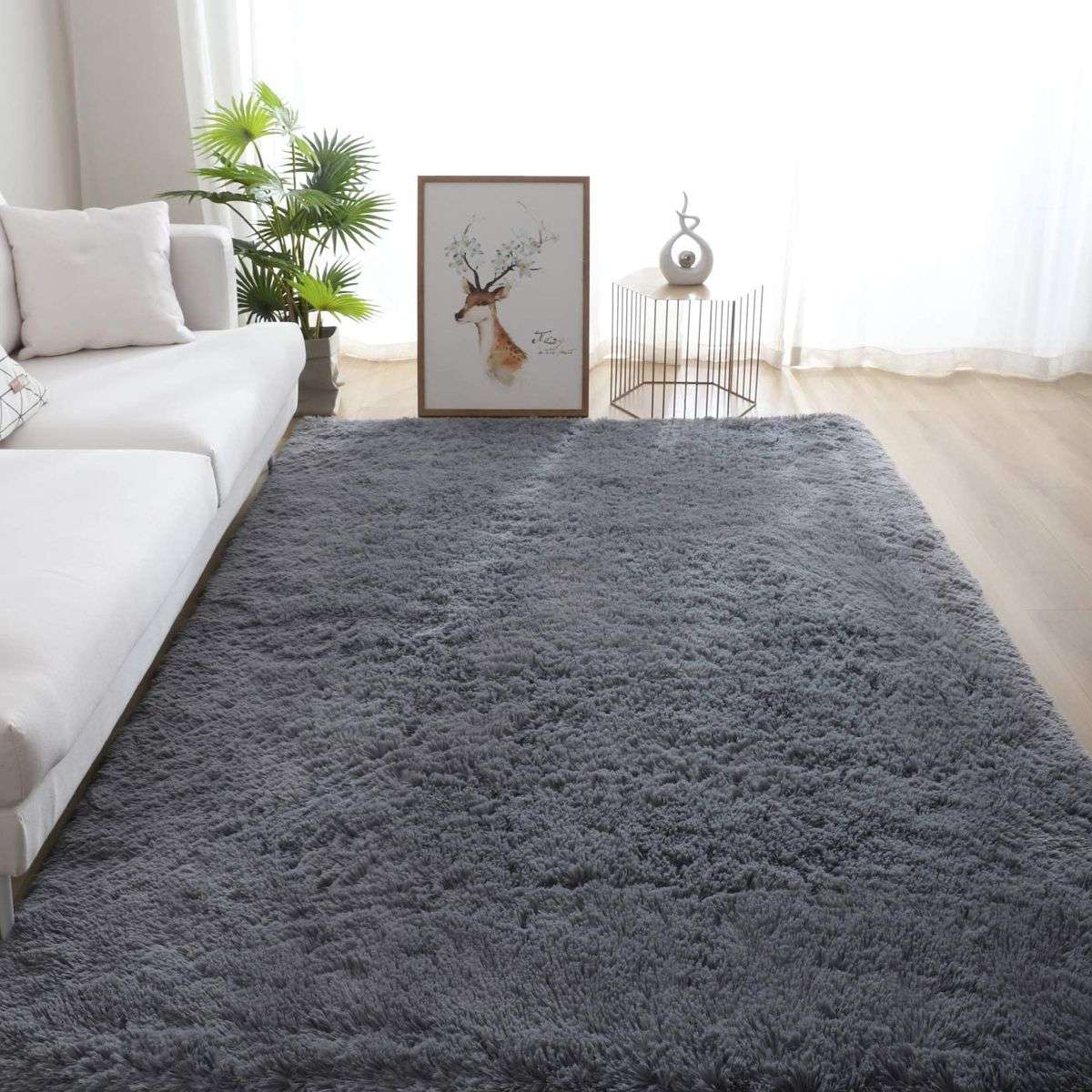 Light fluffy shaggy Rug/Carpet - Blue-Grey(Second hand)