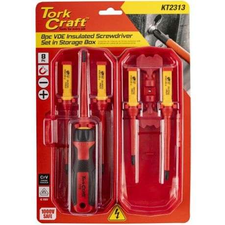 Tork Craft - 8pc Ub Screwdriver Set Vde Insulated C/W Storage Box - Tork Craft - 8pc Ub Screwdriv...