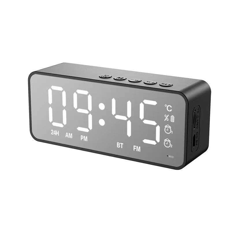 MultiFunction LED Mirror Digital Alarm Clock Bluetooth Speaker FM Radio