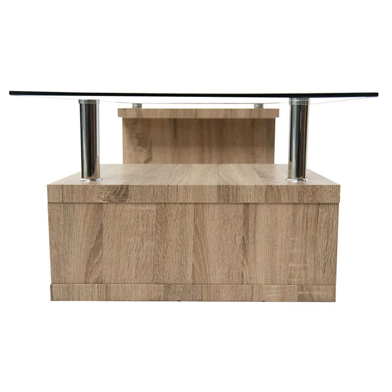 Coffee Tables - Tempered Glass Top - Wooden Base
