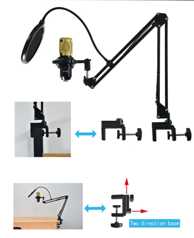 Andowl Q-SK8 Podcast Studio Condenser Microphone With Sound Card Set