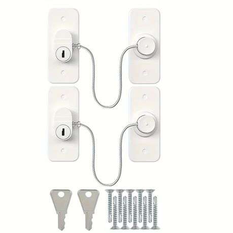 Self-Adhesive Window Security Locks with Screws & Keys - 2 Pack