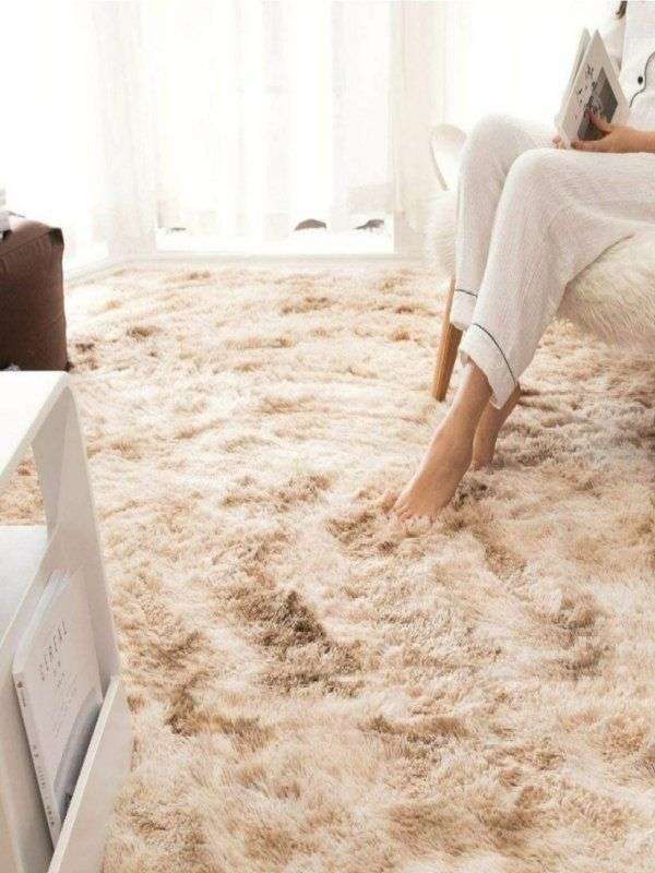 Light fluffy shaggy Rug/Carpet - Brown and Cream(Second hand)