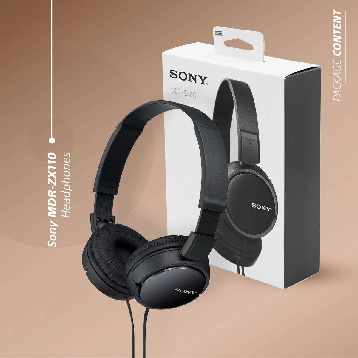 Sony Headphones Foldable MDR-ZX110 - Black