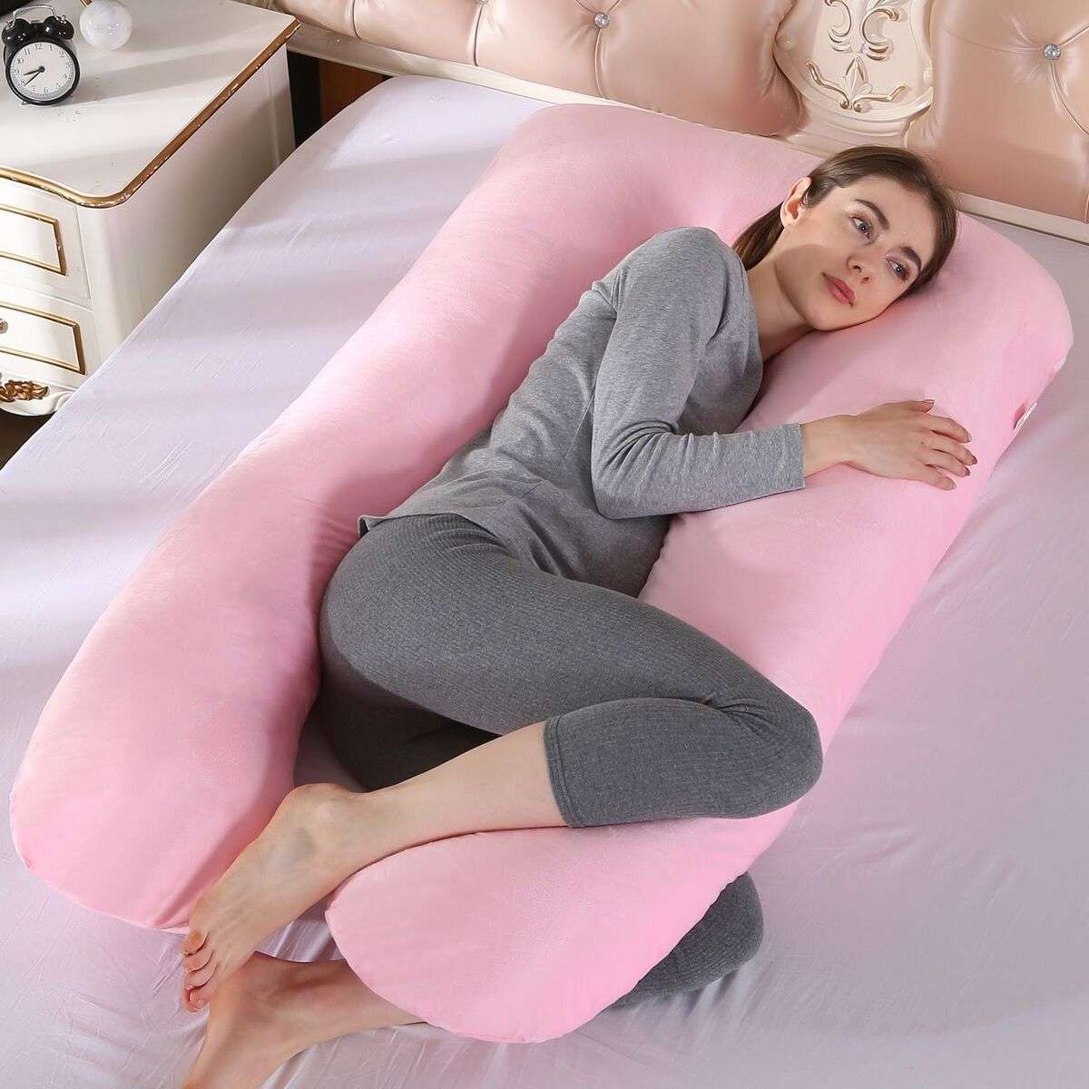 U-Shaped Full Body Pregnancy Pillow - PINK