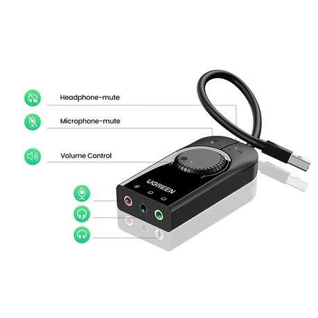 Ugreen - 40964 USB2.0 to 3.5mm External Stereo Sound Adapter-BK - Ugreen - 40964 USB2.0 to 3.5mm ...