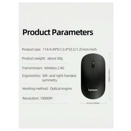 LENOVO - M26 - Advanced Optical Tracking Wireless Mouse - Black