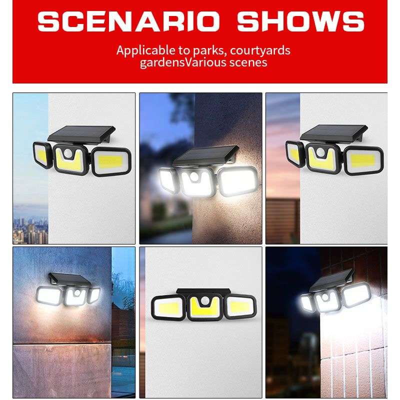 Outdoor Solar Waterproof Safety Wall Lamp - Three-Head Induction - FL-1725B
