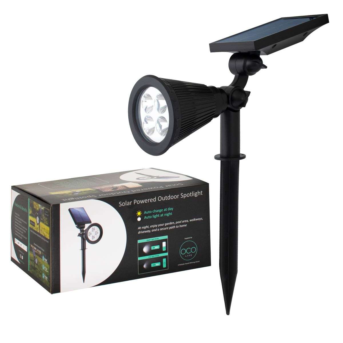 OCO Lifes Advanced Waterproof Solar Powered Outdoor Spotlight