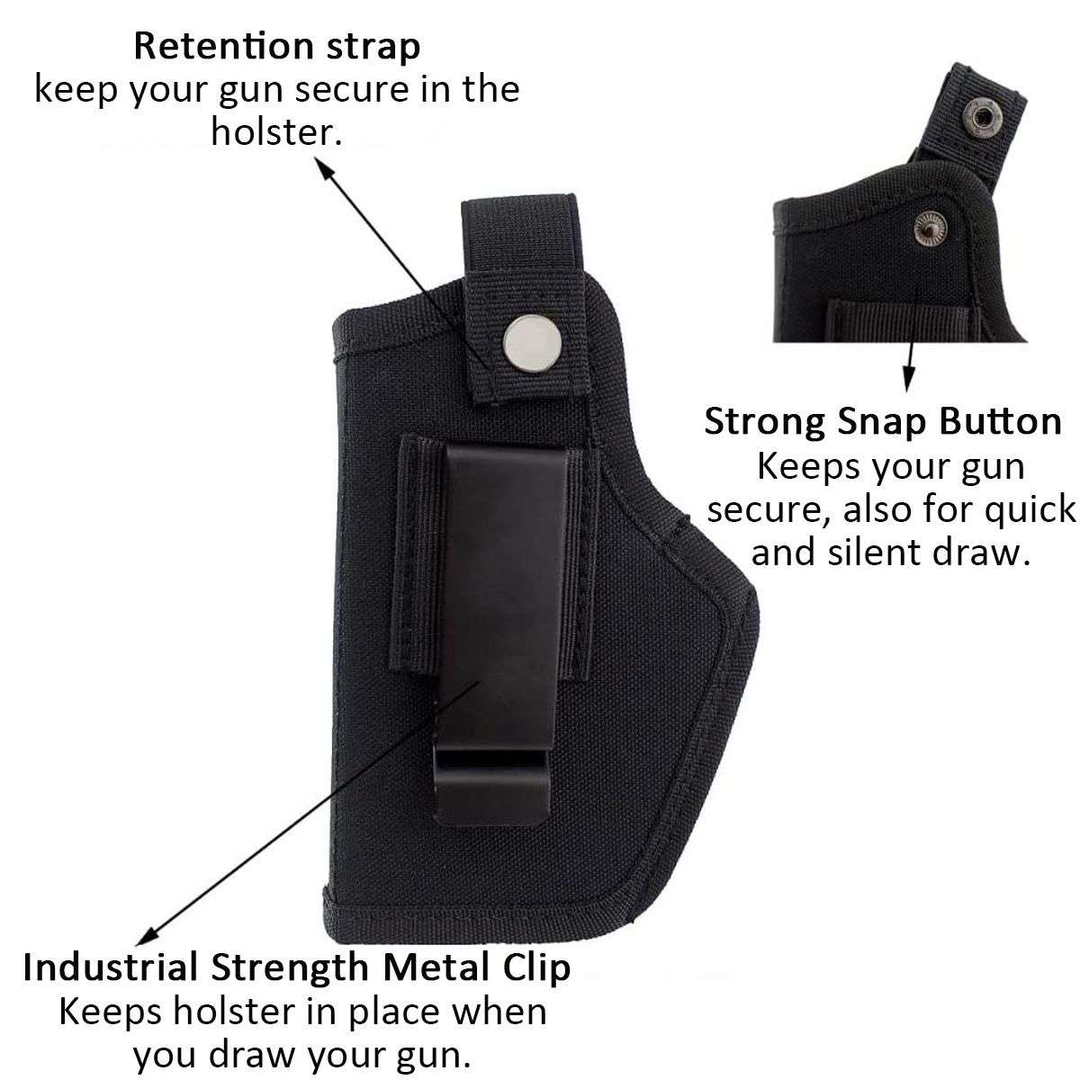Tactical Ambidextrous Gun Holster Concealed Carry Holster Belt Metal Clip