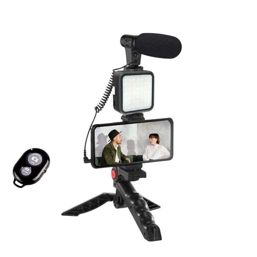 Pack of 2 -Professional Mini Vlogging Kit With Tripod LED Video Light And Phone Holder