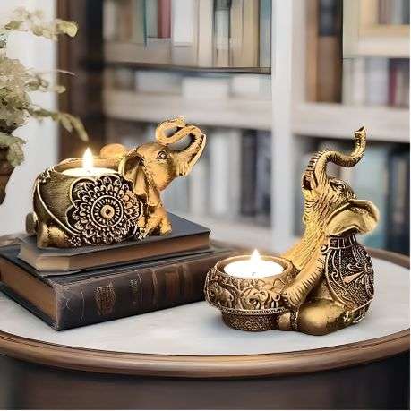 Elephant resin candle holder for decorative tables and display