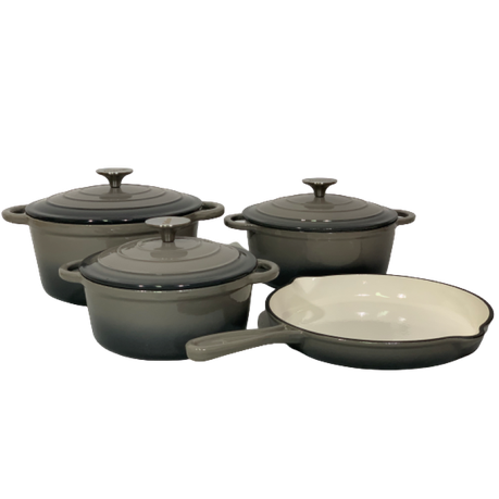 LMA 7 piece Cast Iron Dutch Oven Cookware Set - gREY (PLEASE READ DESCRIPTION)