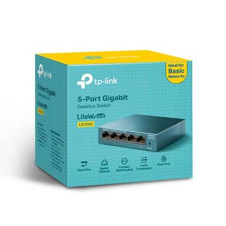 Tp-Link - LS105G 5-Port 10/100/1000Mbps Desktop Switch | Steel Housing - Tp-Link - LS105G 5-Port ...