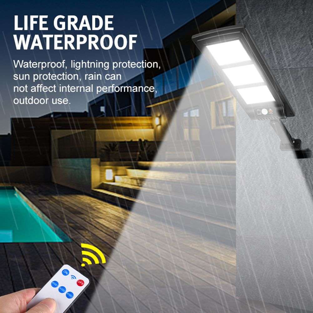 Motion Sensor Solar Powered Street Light Remote Control Street Lamp