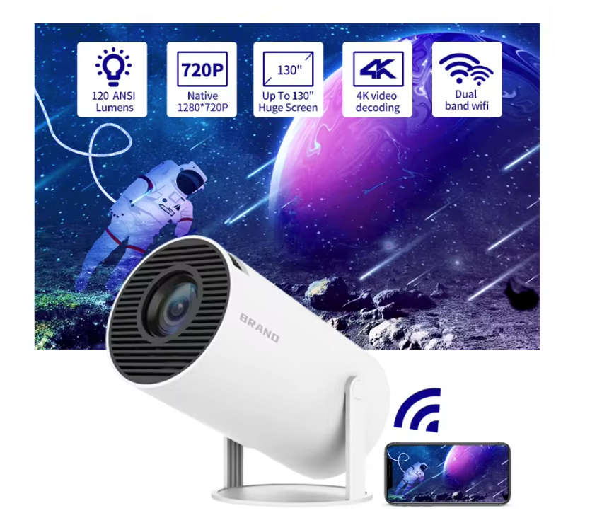 4K Wifi Portable Smart Projector Android OS - LED Light Source Projector TV