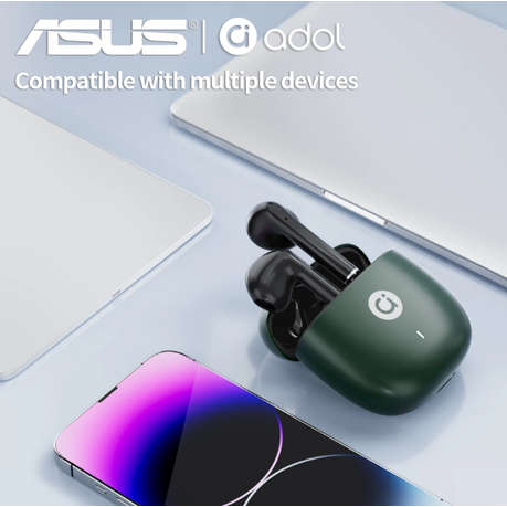 Asus - High Sound Quality Wireless Bluetooth Earbuds With Mic - Green