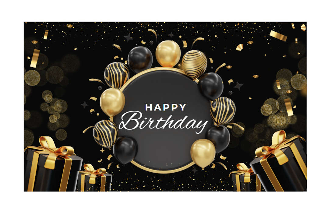 Birthday Banner / Back Drop - Black and Gold