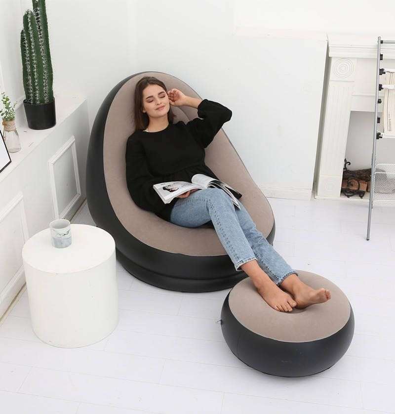 Inflatable Lazy Sofa with Foot Stool and Foot Pump