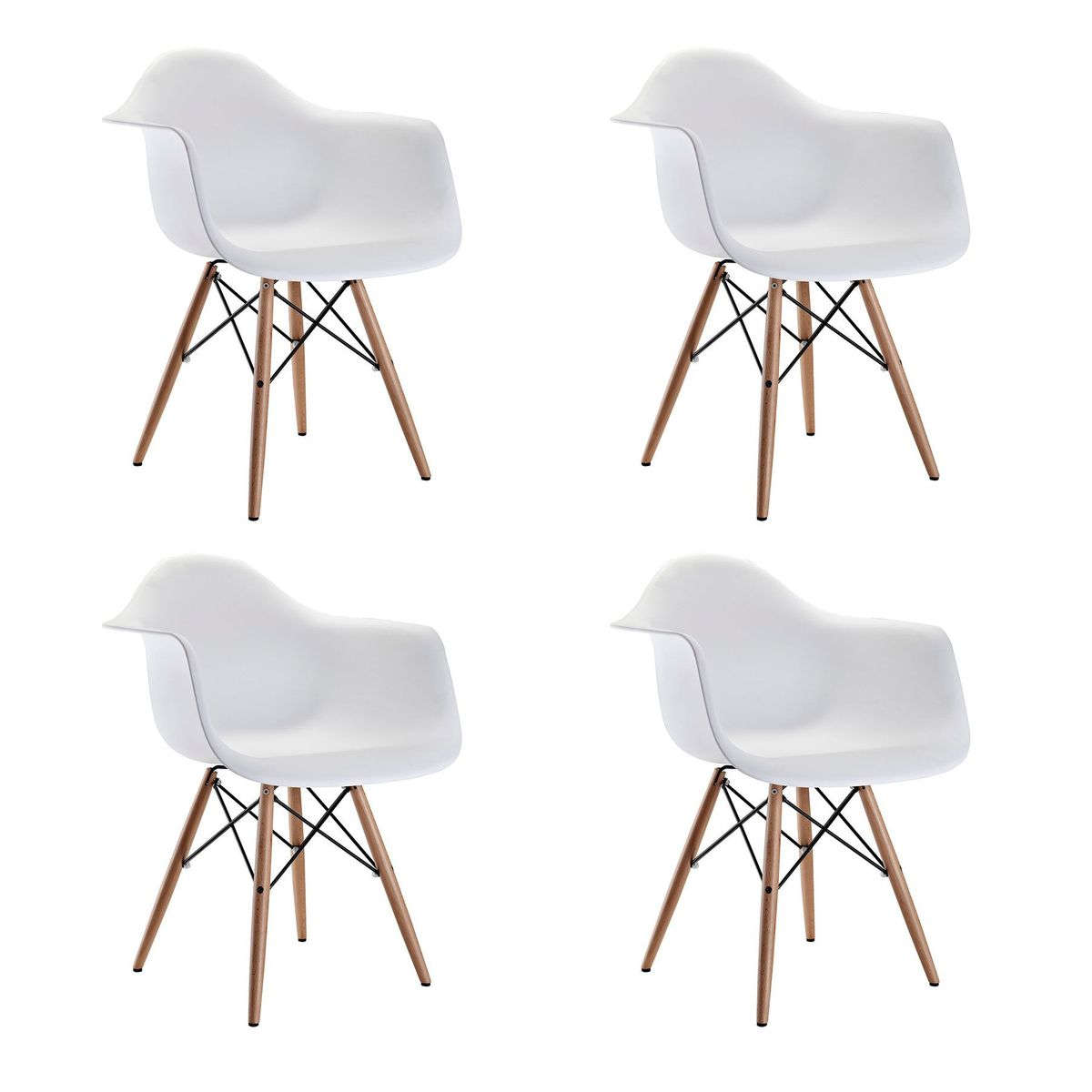 Modern Bucket Chairs For Living Or Dining Areas - White - 4 Pack