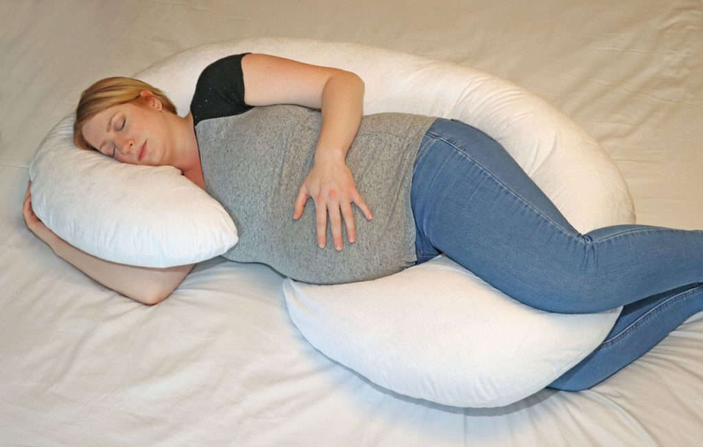 Jack Brown Luxury 2.3kg J-Shape Polyester Down Proof Pregnancy Pillow (DISPLAY MODEL)