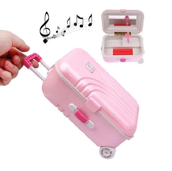 Trolley Travel Musical Jewelry Box for Girls - Pink