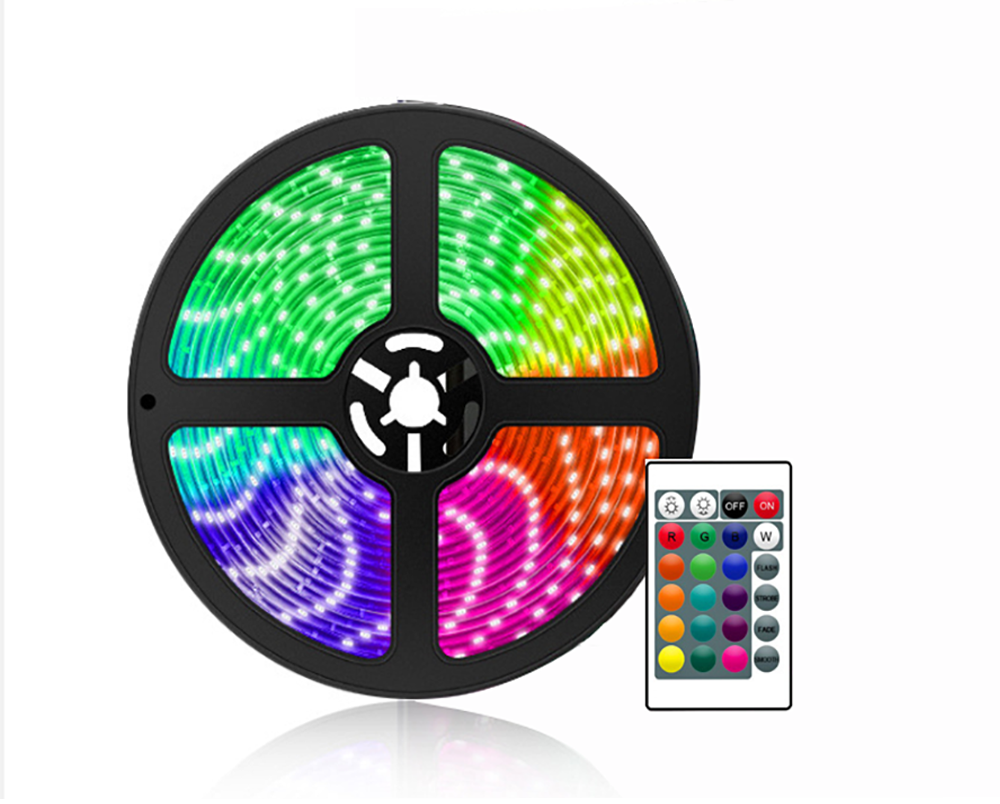 RGB 5M Waterproof LED Colorful RGB Flexible Led Light Strip + Remote + 12V Adapter