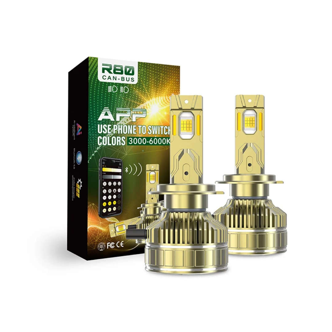 Adjustable H4(3pin) LED Headlight - 3 Light Modes 3000K, 4000K, 6000K APP Control