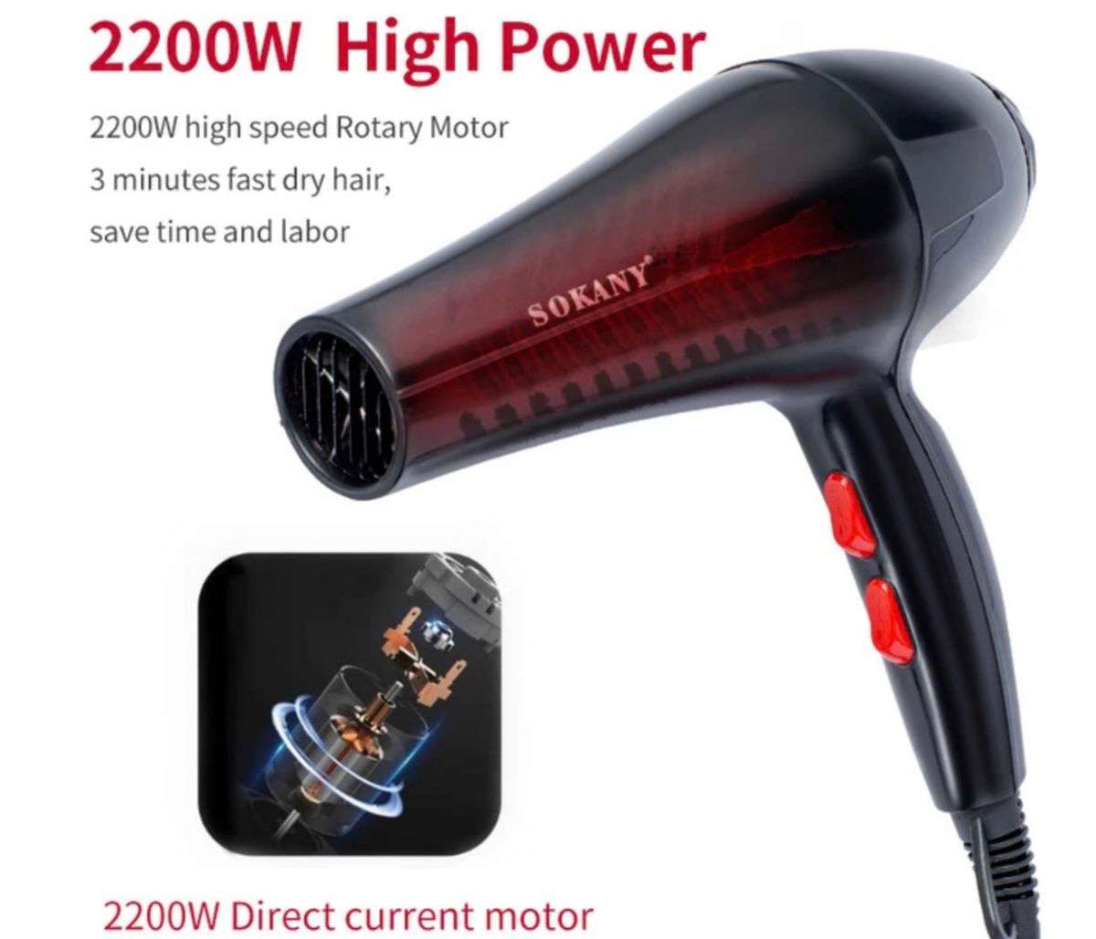 Sokany - High Power 2200W Professional Hair Dryer