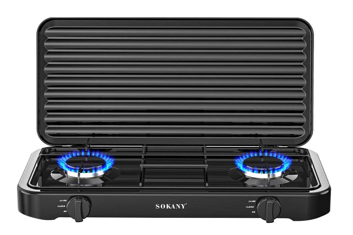 Sokany Gas Powered 2 Plate Stove With Cover