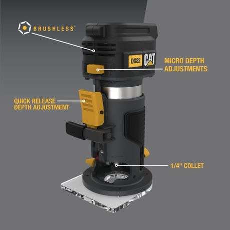 18V Brushless Palm Router with 1/4-Inch Collet