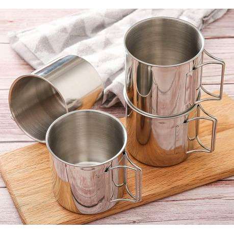 4 Piece 250ml Camping Mugs with Folding Handle Set - FX-8886-F