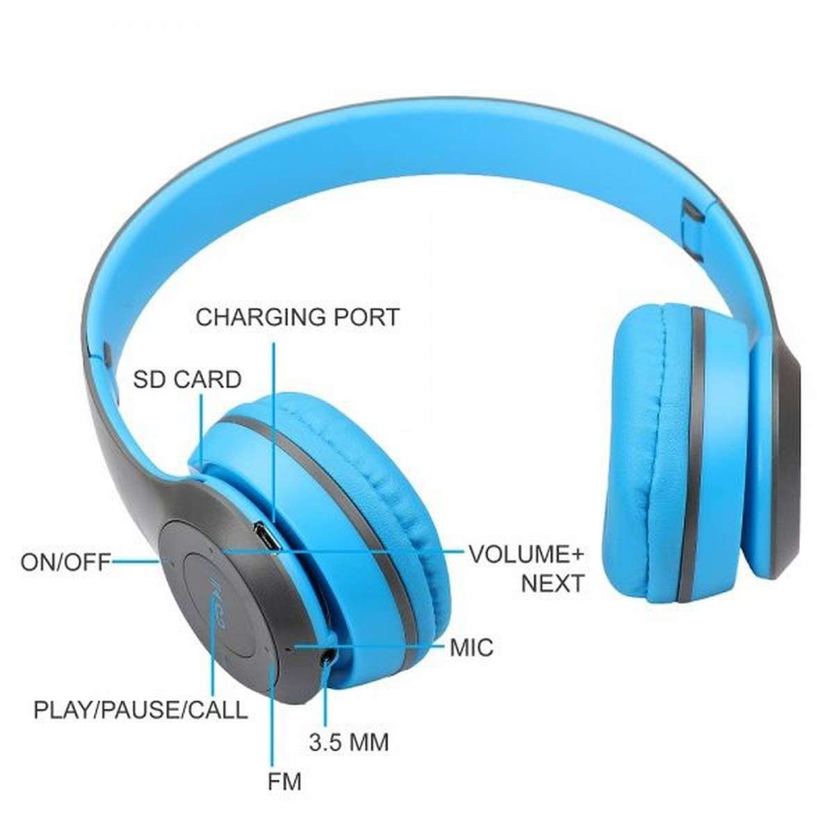 P47 Wireless Bluetooth Headphones - Blue