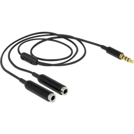 Delock - Audio Splitter Stereo Jack 3.5mm 4-Pin to 2x Stereo Jack 3.5mm Cable - Delock - Audio Sp...