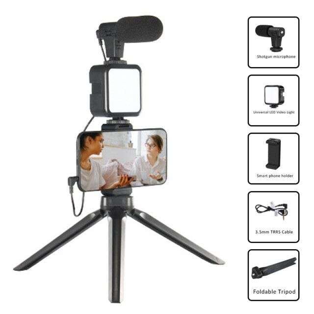 2 Units - vlogging kit with video light and phone holder