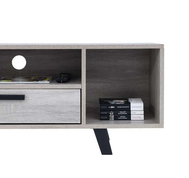 Modern TV Unit with Hinged Storage Door & Open Shelves - MDF Superwood -Napa