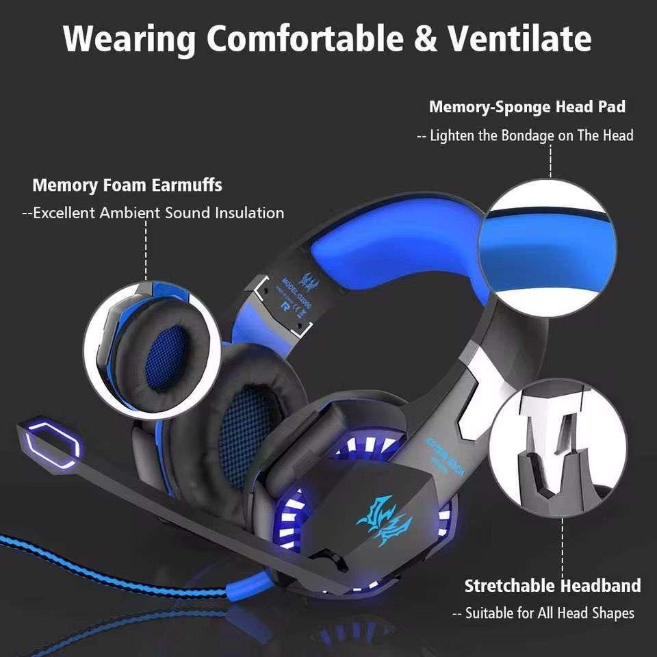 Gaming Headphones With Mic + LED Light- Noise Canceling Pro Headsets - (GC