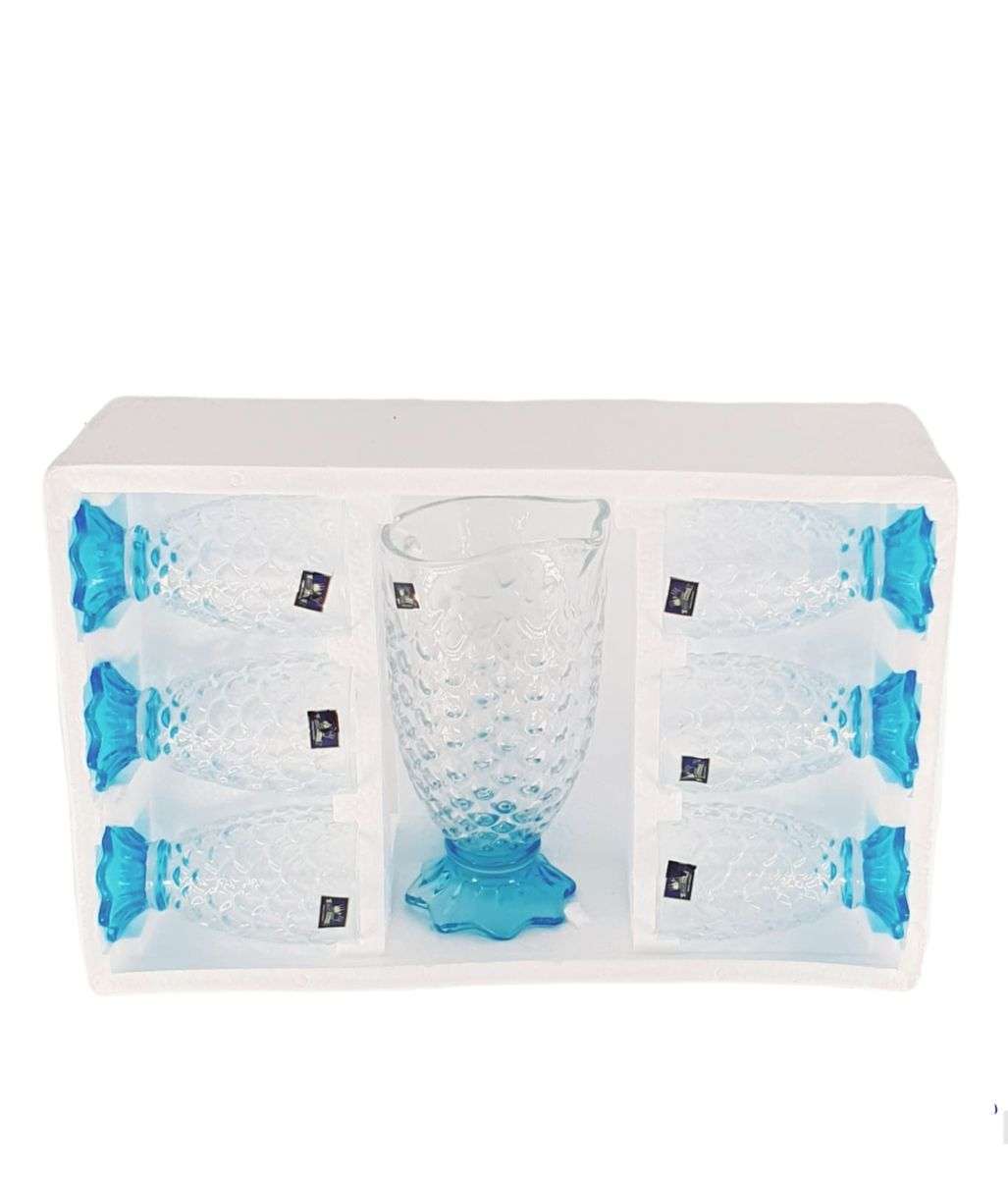 7 Piece Pineapple Design Water Set - Blue