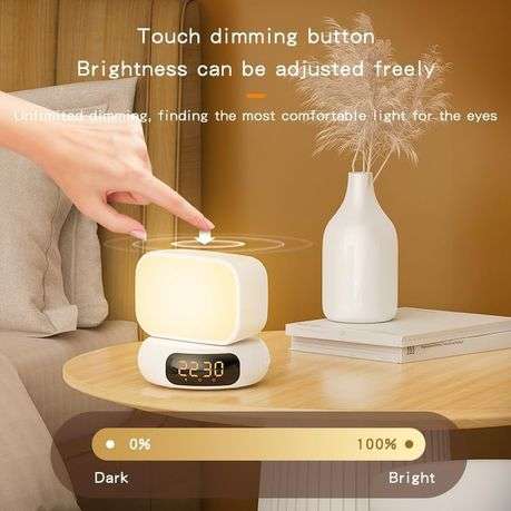 Bluetooth Speaker Alarm Clock with MP3 Player and Night Light Feature.