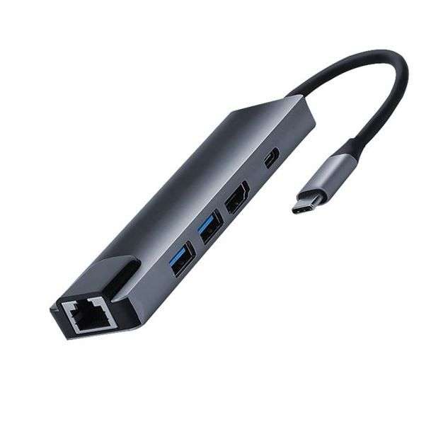 5-in-1 Multi-Port Type-C Hub for Laptops Macbooks 4K HD Output HDMI