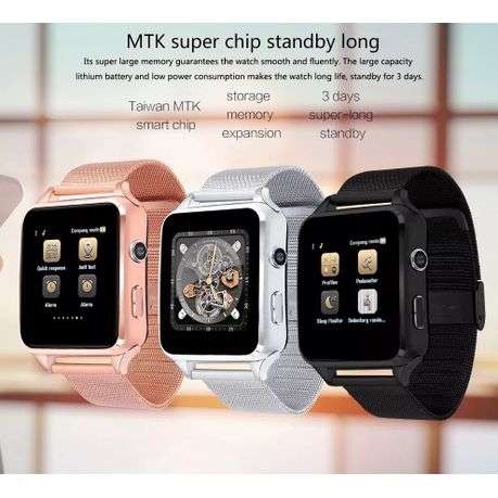 Techme X8 GSM Smart Watch compatible with Android or iOS Black - Open Box